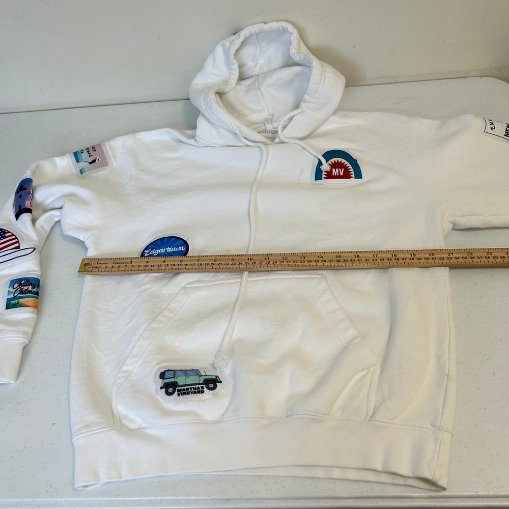 BROdenim Marthas Vineyard Patchwork Jeep Graphic Hoodie White Mens Medium - Picture 6 of 7